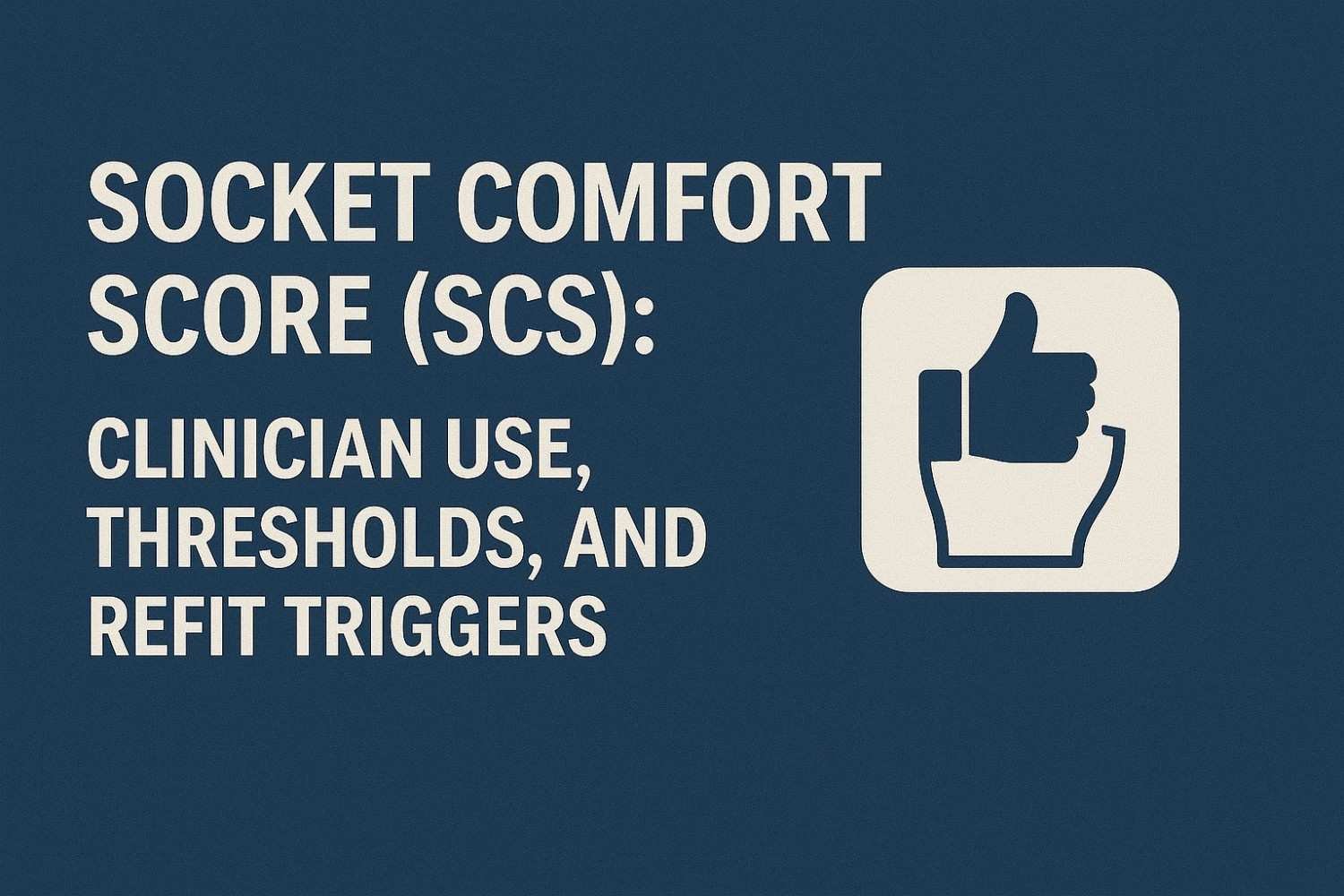 Socket Comfort Score (SCS): Clinician Use, Thresholds, and Refit Triggers