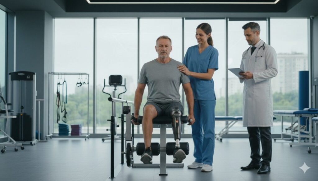 The first prosthetic visit usually involves measurement