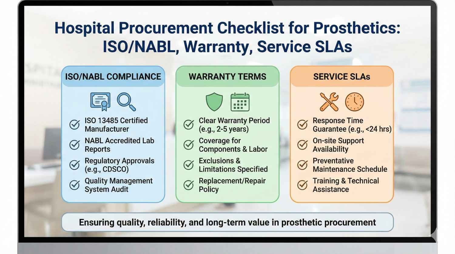 Hospital Procurement Checklist for Prosthetics: ISO/NABL, Warranty, Service SLAs