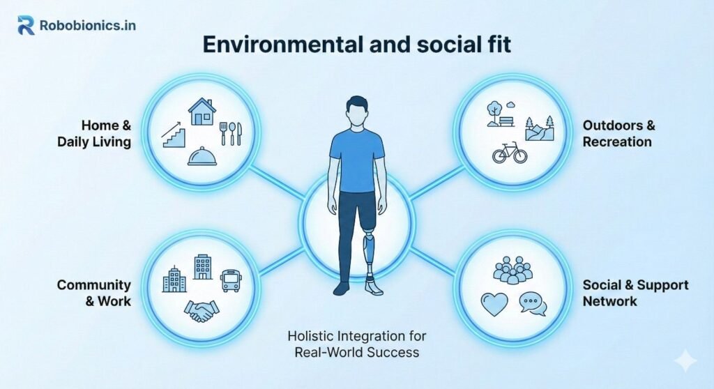 Stairs, narrow doors, and wet floors change risk.
