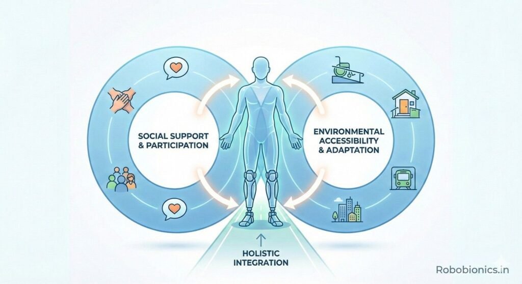 Steps, narrow spaces, and uneven floors affect safety.