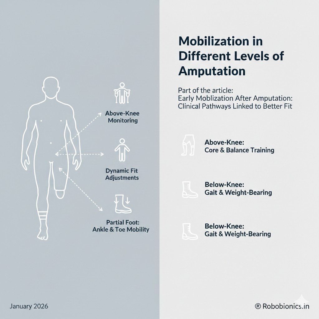 Below-knee amputees benefit from early sitting