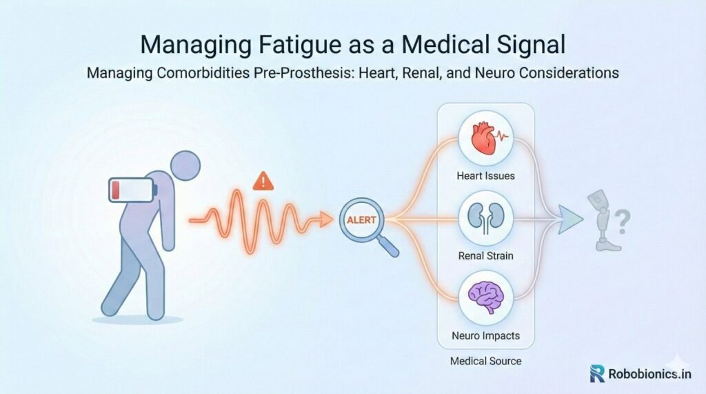 Fatigue appears before chest pain, dizziness, or collapse.
