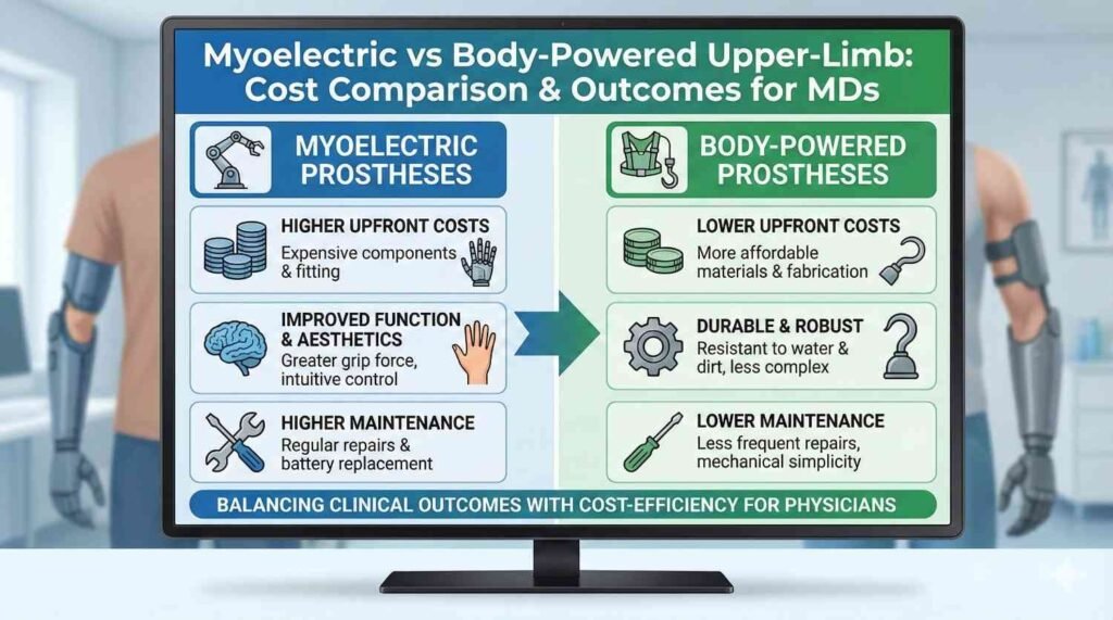 Myoelectric vs Body-Powered Upper-Limb: Cost Comparison & Outcomes for MDs
