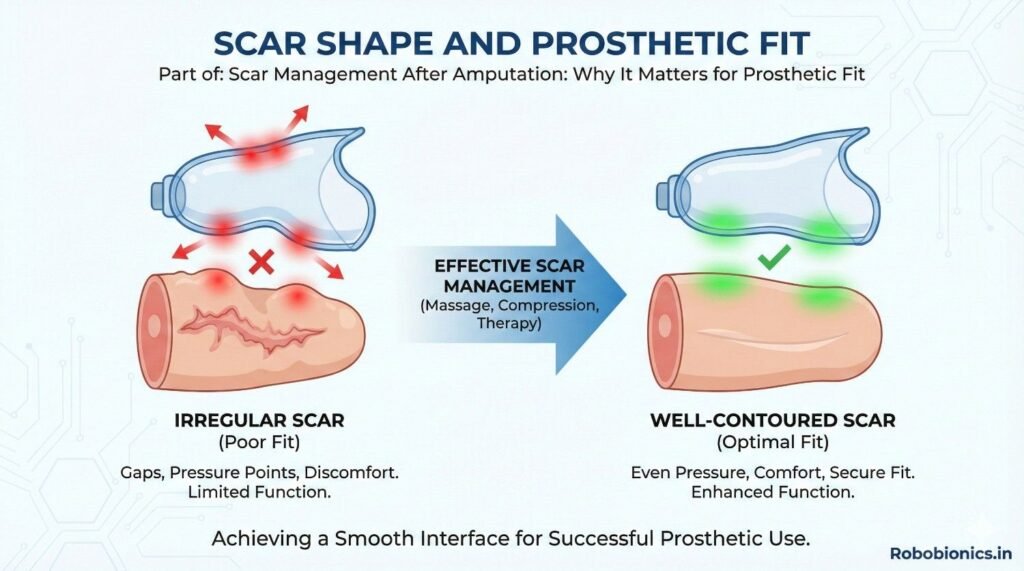 Flat scars spread pressure evenly. 
