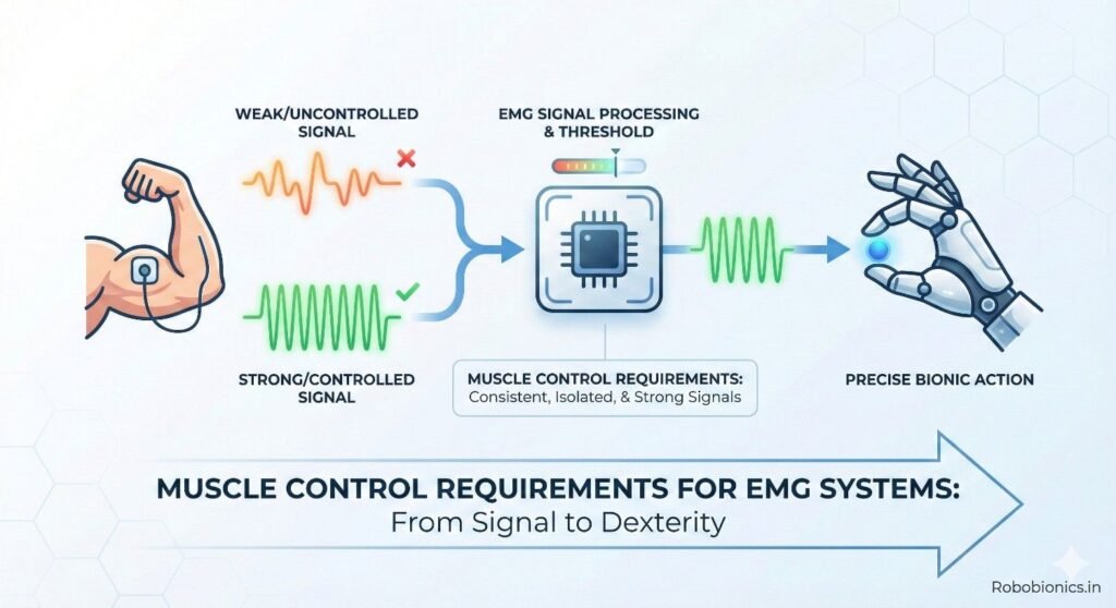 EMG control requires isolating specific muscles