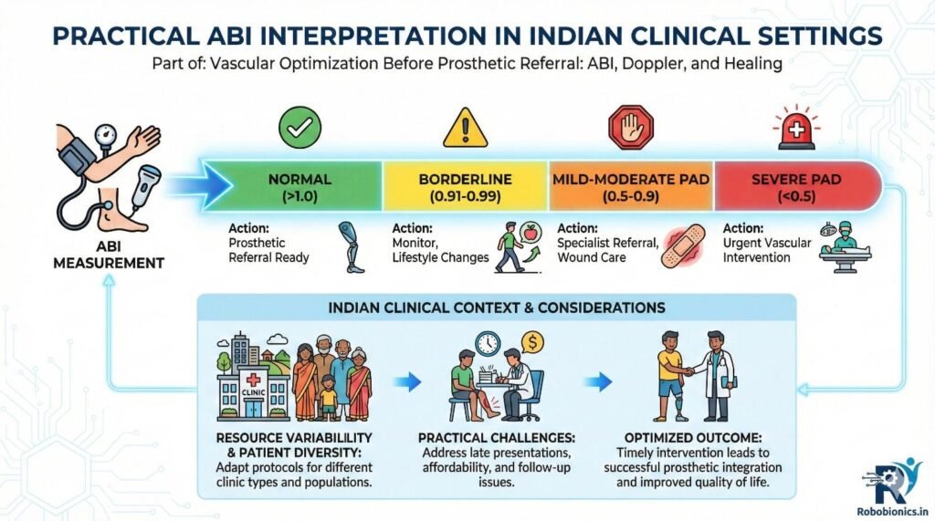 An ABI in the normal range suggests adequate large-vessel flow