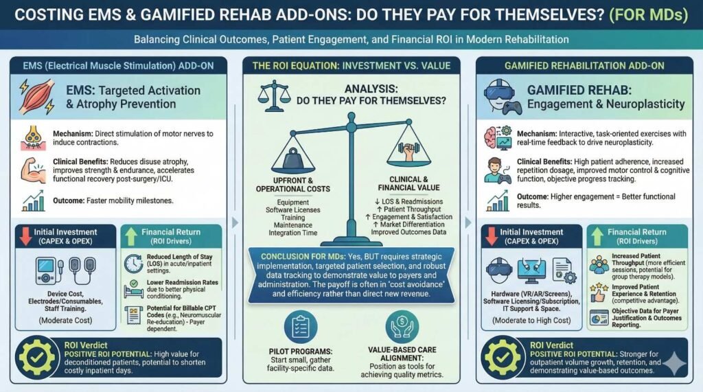 Costing EMS & Gamified Rehab Add-Ons: Do They Pay for Themselves? (For MDs)