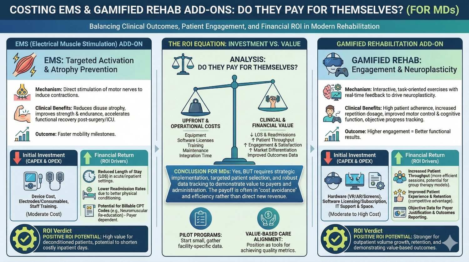 Costing EMS & Gamified Rehab Add-Ons: Do They Pay for Themselves? (For MDs)