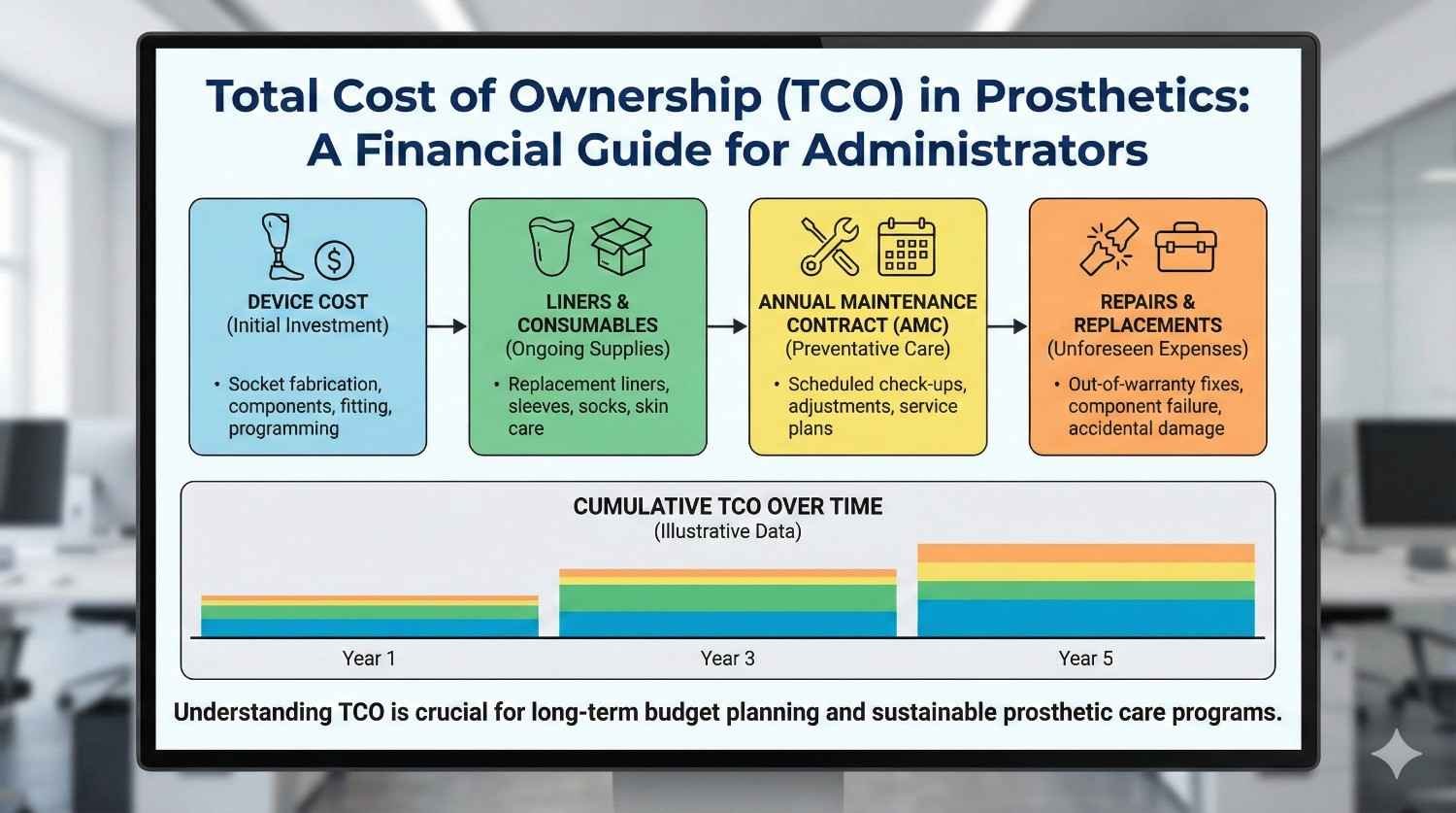 Total Cost of Ownership (TCO) in Prosthetics: Device, Liners, AMC, Repairs (For Admins)