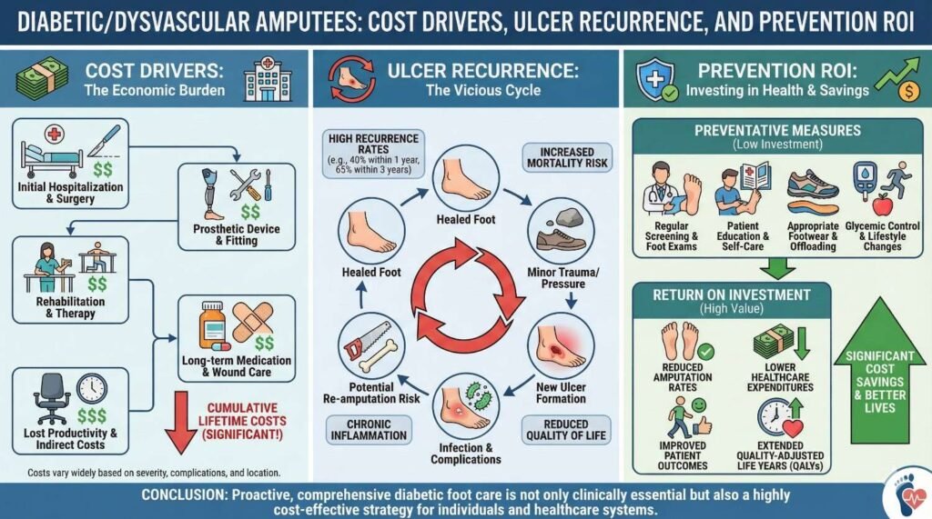 Diabetic/Dysvascular Amputees: Cost Drivers, Ulcer Recurrence, and Prevention ROI
