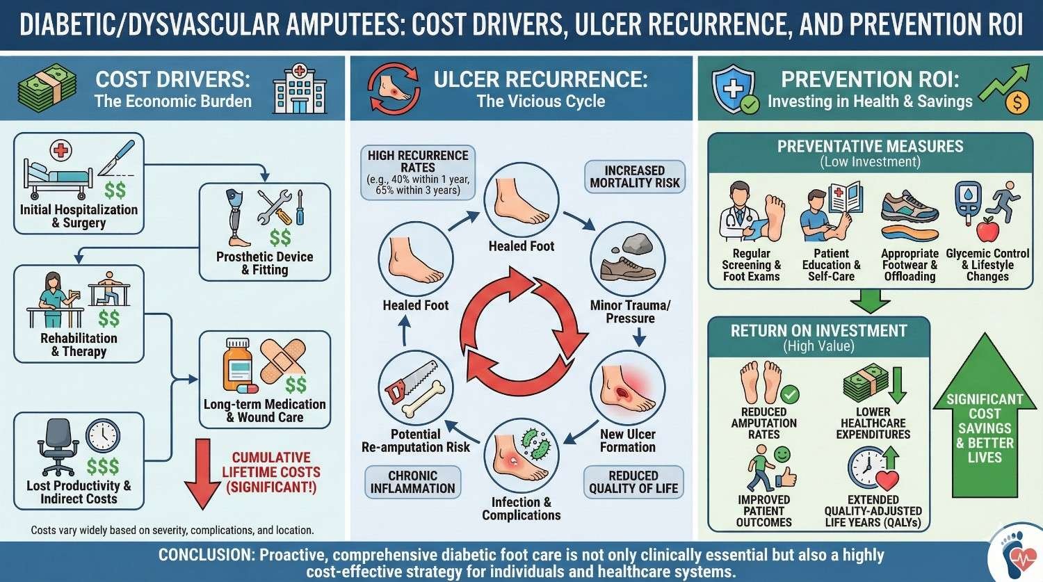 Diabetic/Dysvascular Amputees: Cost Drivers, Ulcer Recurrence, and Prevention ROI